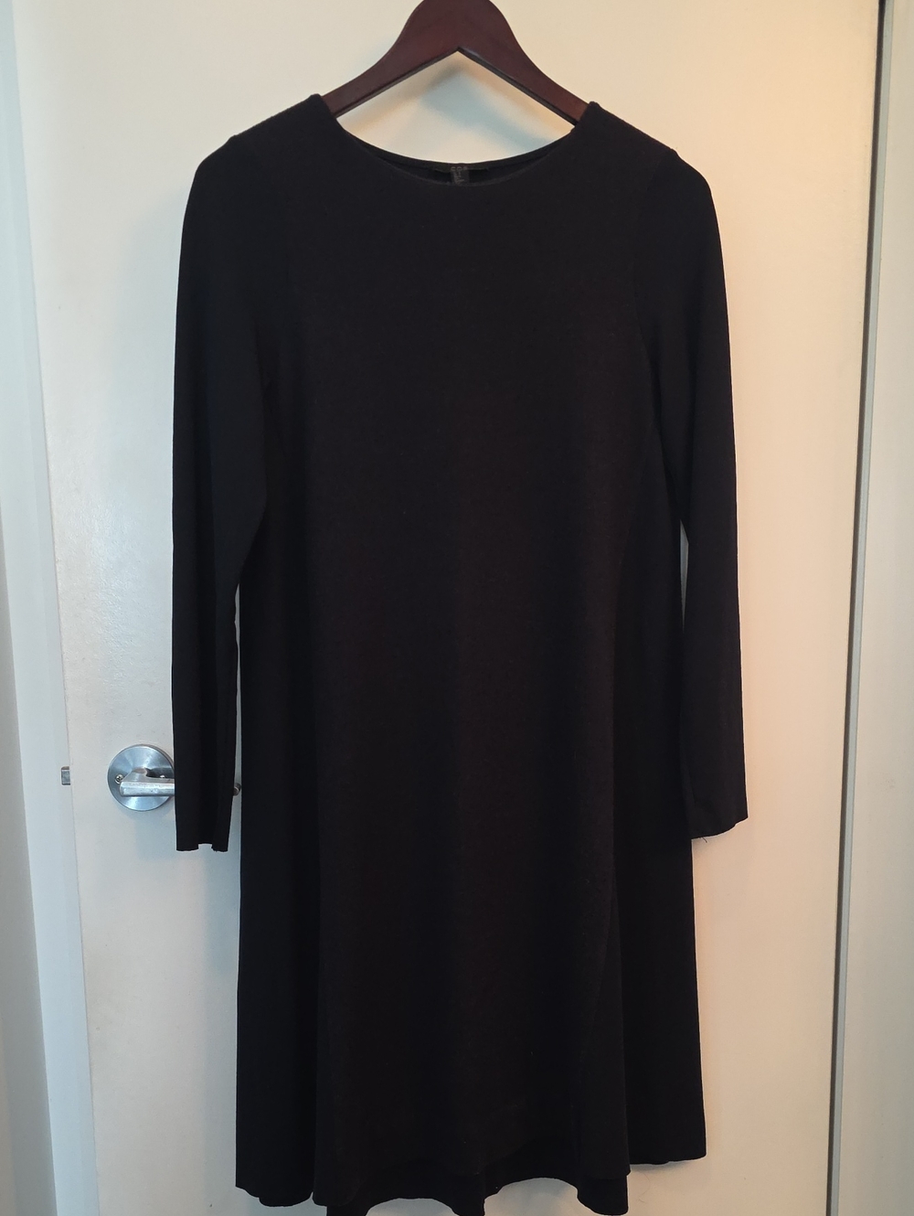 COS Blue Wool Blend Long-Sleeve A-Line Dress